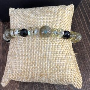 Emily Ray Stone & Glass Bracelet w/925 Clasp Size 6.5”- 7.5” B31